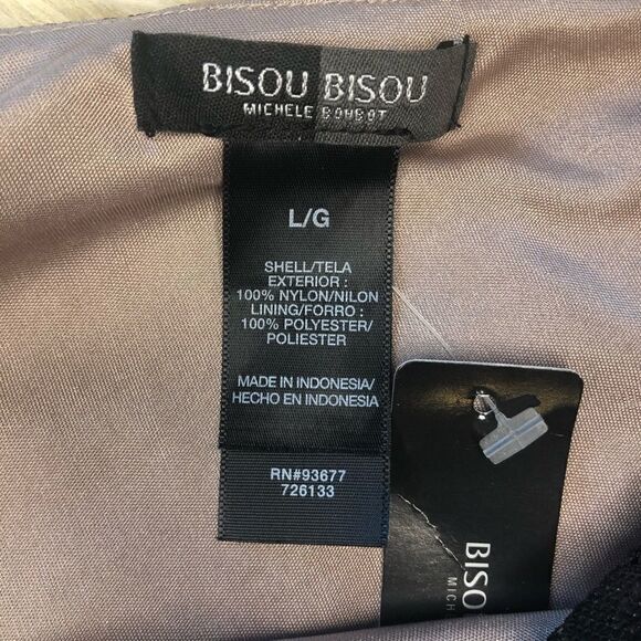 Bisou bisou blk w/shimmer gold cold arm blouse LG - Picture 6 of 8